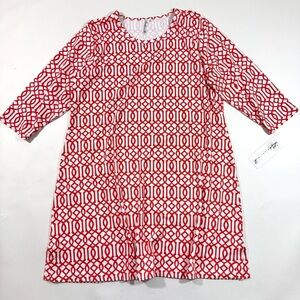 New Lulu B A Line Dress Red Geometric Print